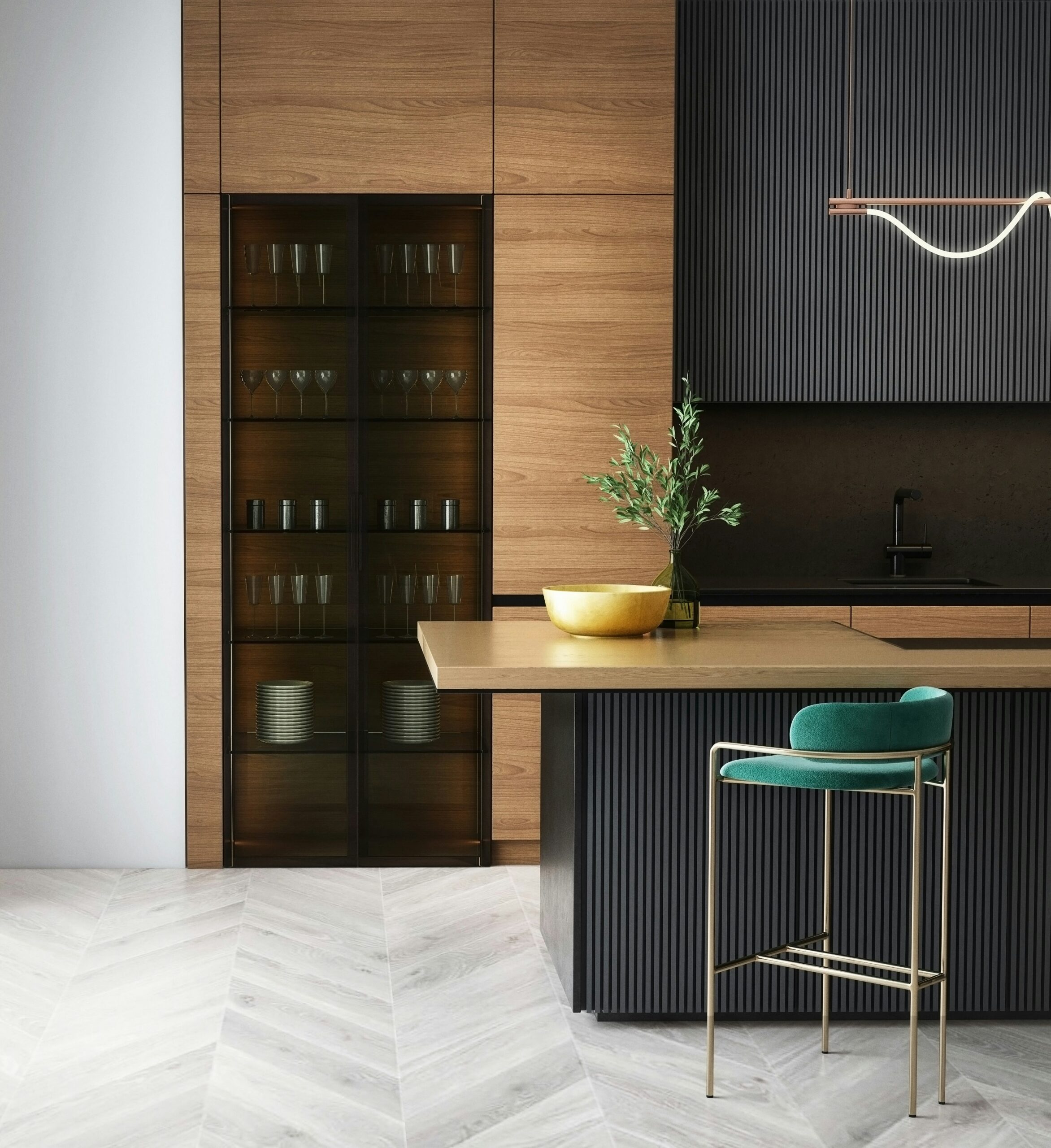 Modern modular kitchen interior design with premium finishes in Lohegaon